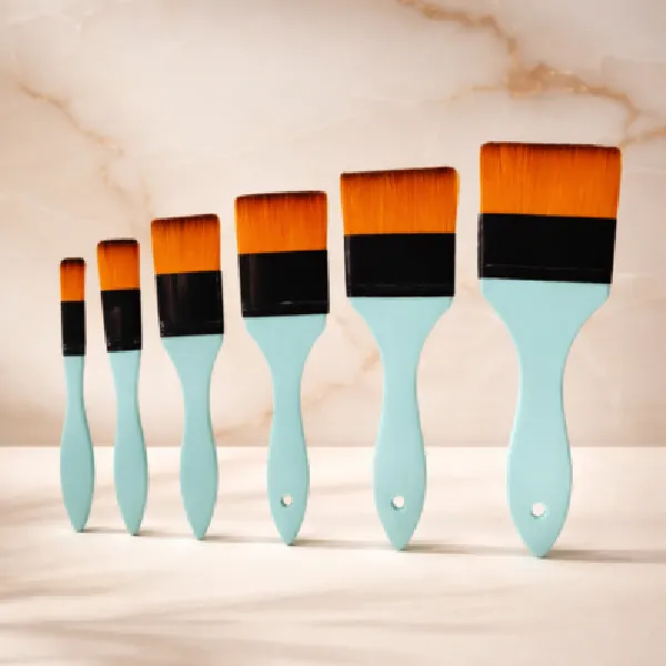 Wash Brushes in Alluminum Ferrule Greenish-Blue Handle